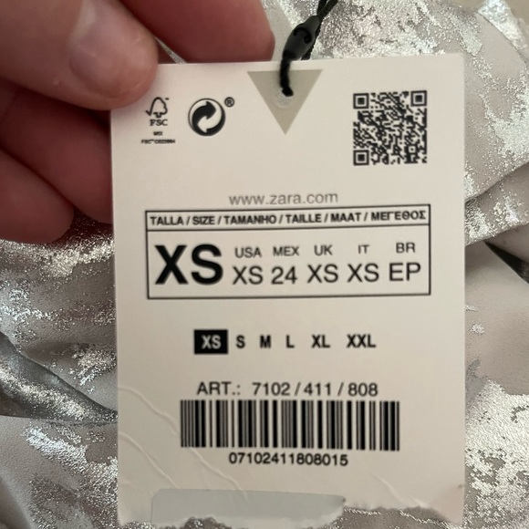 ZARA White Silver Metallic Wide Leg Sequin Pants XS NWT - Picture 12 of 12